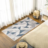 HOMCOM Modern Grey Rug, Geometric Area Rugs Large Carpet for Living Room, Bedroom, Dining Room, 80x150 cm(m-2)