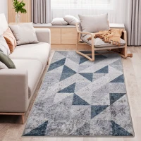 HOMCOM Modern Grey Rug, Geometric Area Rugs Large Carpet for Living Room, Bedroom, Dining Room, 80x150 cm(m-1)