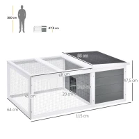 PawHut Rabbit Hutch Small Animal Cage Pet Run Cover, with Water-resistant Asphalt Roof(m-3)