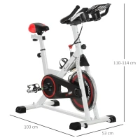 HOMCOM Exercise Bike, 8kg Flywheel Stationary Bike Indoor Cycling Machine with Adjustable Resistance Seat Handlebar, White(m-3)