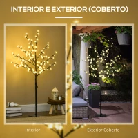HOMCOM Árvore de Cerejeira com 120 Luzes LED IP44 Candeeiro Decorativo Flor de Cereja com Ramos Flexíveis 17x17x120cm Preto(m-7)