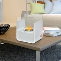 HOMCOM Biokamin Ethanol-Kamin Bio-Ethanol-Brenner 0,4L Brenndauer kein Rauch Edelstahl 20 x 15 x 25 cm(m-10)