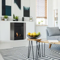 HOMCOM ethanolhaard bio-ethanolbrander 1800 W 0,7 l 1 uur. brandduur geen rook wandgemonteerd staal rvs zilver + zwart 72 x 11 x 72 cm(m-10)