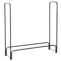 Homcom Scaffale Porta Legna da Interno per Camino in Ferro Nero, 122x35x122cm(m-10)