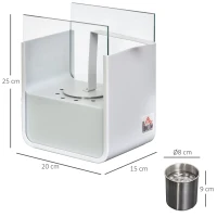 HOMCOM Biokamin Ethanol-Kamin Bio-Ethanol-Brenner 0,4L Brenndauer kein Rauch Edelstahl 20 x 15 x 25 cm(m-3)