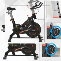 HOMCOM Stationary Exercise Bike with 10kg Flywheel, Cycling Cardio Workout Racing Machine with Adjustable Resistance, LCD Monitor, Phone and Bottle Holder, for  Indoor Gym Office(m-4)