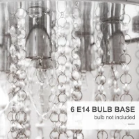 HOMCOM Modern Crystal Chandelier Flush Mount Ceiling Light with Drum Shade, 40cm, for Living Room, Bedroom, Dining Room, Silver(m-4)