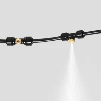 Outsunny Kit Nebulizzatore da Giardino con 11 Ugelli Ottone, Sistema Raffreddamento/ Irrigazione a Goccia, Tubo 9M in PP(m-8)