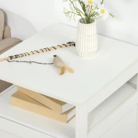 PawHut Cat Litter Box Enclosure  Decorative End Table, Cat Cave House Indoor, Wooden Cabinet with Magnetic Door, Multiple Storage Space White(m-8)