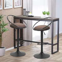 Homcom Set 2 Scaune de Bar – Pivotante, Maro, Reglabile 78–100 cm(m-2)