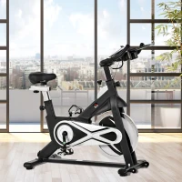 HOMCOM Cyclette Spin Bike con Volano 18kgAltezza e Resistenza Regolabile con Supporto per Cellulare e Display LCD Nero(m-10)