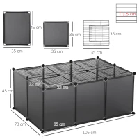 PawHut 22 Panels DIY Pet Playpen, Guinea Pig Cage Small Animal Cage for Rabbit, Chinchilla, with Door Bottom, Grey(m-3)