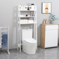 kleankin Estantería sobre Inodoro WC Mueble de 3 Niveles Estante de Almacenamiento para Baño 63,5x28x156,2 cm Blanco(m-10)