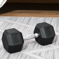 HOMCOM 15KG Single Rubber Hex Dumbbell Portable Hand Weights Dumbbell Home Gym(m-12)