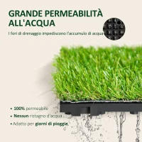 Outsunny Prato Sintetico per Giardino Set di 10pz Erba Finta Artificiale Esterno(m-5)