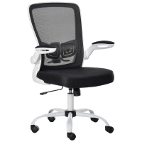 Vinsetto Chaise de Bureau Ergonomique Hauteur réglable pivotante 360° accoudoirs relevables Tissu Maille Bicolore Noir Blanc(m-1)