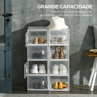 HOMCOM Armário Modular de Plástico Sapateira Modular com 8 Cubos Portas Magnéticas Organizador de Sapatos para Entrada Corredor Dormitório 25x35x19cm Transparente(m-5)