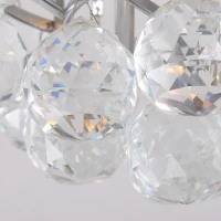 HOMCOM Modern Crystal Chandelier Flush Mount Ceiling Light Fitting Crystal Droplets Effect Round, D30cm-Silver(m-7)