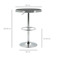 HOMCOM Round Height Adjustable Pub Table  bar Table Faux Leather Tabletop and Footrest(m-3)