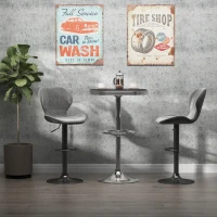 HOMCOM Round Height Adjustable Pub Table  bar Table Faux Leather Tabletop and Footrest(m-14)