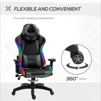 Vinsetto Ergonomic Gaming Chair with RGB LED Light, Lumbar Support, Gamer Recliner, Grey(m-7)