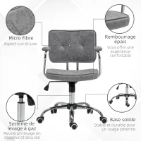 Vinsetto Fauteuil chaise de bureau style contemporain hauteur réglable roulettes pivotant - dim. 61L x 58P x 82-91H cm - gris(m-7)