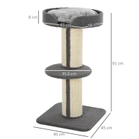 PawHut 81cm Stalp de zgariere multi-activitate cu perna coloana in sisal Miel casmir(m-3)