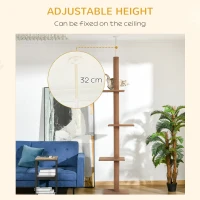 PawHut 4 platforme Stalp de Zgariere centru-activitate, tub reglabil, coloana de zgariat maro(m-6)