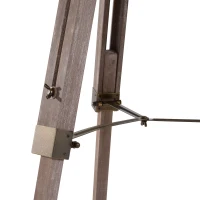 HOMCOM Industrial Tripod Floor Lamp for Living Room, Bedroom, Nautical Searchlight with Adjustable Height, Wood Legs, E12 Lamp Base, Grey and Bronze(m-10)