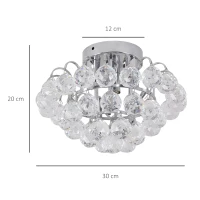 HOMCOM Modern Crystal Chandelier Flush Mount Ceiling Light Fitting Crystal Droplets Effect Round, D30cm-Silver(m-3)