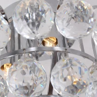 HOMCOM Modern Crystal Chandelier Flush Mount Ceiling Light Fitting Crystal Droplets Effect Round, D30cm-Silver(m-6)