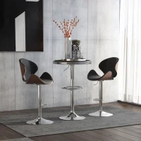 HOMCOM Round Height Adjustable Pub Table  bar Table Faux Leather Tabletop and Footrest(m-2)