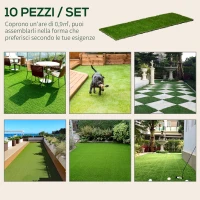 Outsunny Prato Sintetico per Giardino Set di 10pz Erba Finta Artificiale Esterno(m-7)