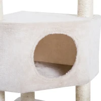 PawHut Ansamblu pentru Pisici 3 Niveluri, Crem, 49x48x130cm(m-8)