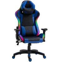 Vinsetto Ergonomic Gaming Chair with RGB LED Light, Lumbar Support, Gamer Recliner, Blue(m-1)