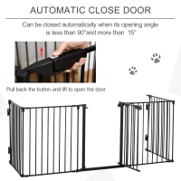 PawHut 5 Panels Pet Playpen Metal Fence w/ Walk Through Door - Black(m-6)