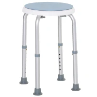 HOMCOM 360° Swivel Shower Chair, Height Adjustable Aluminium Shower Stool with Non-Slip Feet for Disabled, Elderly, Blue(m-1)
