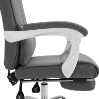HOMCOM Fauteuil de Bureau Chaise de Bureau Ergonomique avec Repose-Pieds Rétractable, Dossier inclinable, tétière et Soutien des Lombaires, Réglable en Hauteur, en tissu Gris(m-7)