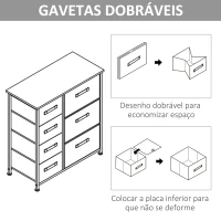 HOMCOM Cómoda com 7 Gavetas de Tecido Cómoda de Armazenamento Multifuncional para Dormitório Sala de Estar Corredor 63,5x30x71cm Cinza(m-7)