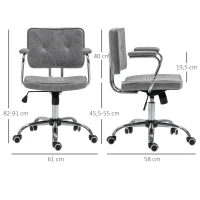 Vinsetto Fauteuil chaise de bureau style contemporain hauteur réglable roulettes pivotant - dim. 61L x 58P x 82-91H cm - gris(m-3)