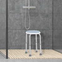 HOMCOM 360° Swivel Shower Chair, Height Adjustable Aluminium Shower Stool with Non-Slip Feet for Disabled, Elderly, Blue(m-2)