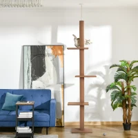 PawHut 4 platforme Stalp de Zgariere centru-activitate, tub reglabil, coloana de zgariat maro(m-1)