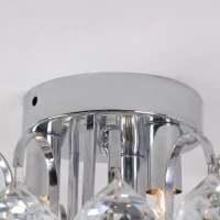 HOMCOM Modern Crystal Chandelier Flush Mount Ceiling Light Fitting Crystal Droplets Effect Round, D30cm-Silver(m-8)