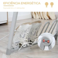 HOMCOM Estendal Elétrico Dobrável com Alças 230W Secador de Roupa com Suporte para 2 Sapatos 134x66x100cm Prata(m-8)