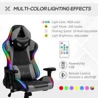 Vinsetto Ergonomic Gaming Chair with RGB LED Light, Lumbar Support, Gamer Recliner, Grey(m-4)