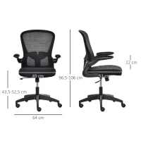 Vinsetto Chaise de Bureau Ergonomique Hauteur réglable pivotante 360° Fonction à Bascule verrouillable Support lombaires Tissu Maille Noir(m-3)