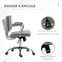 Vinsetto Fauteuil chaise de bureau style contemporain hauteur réglable roulettes pivotant - dim. 61L x 58P x 82-91H cm - gris(m-5)