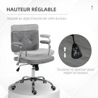 Vinsetto Fauteuil chaise de bureau style contemporain hauteur réglable roulettes pivotant - dim. 61L x 58P x 82-91H cm - gris(m-4)