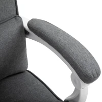 HOMCOM Fauteuil de Bureau Chaise de Bureau Ergonomique avec Repose-Pieds Rétractable, Dossier inclinable, tétière et Soutien des Lombaires, Réglable en Hauteur, en tissu Gris(m-8)