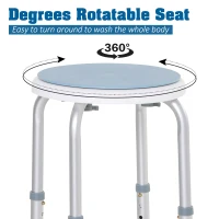 HOMCOM 360° Swivel Shower Chair, Height Adjustable Aluminium Shower Stool with Non-Slip Feet for Disabled, Elderly, Blue(m-6)